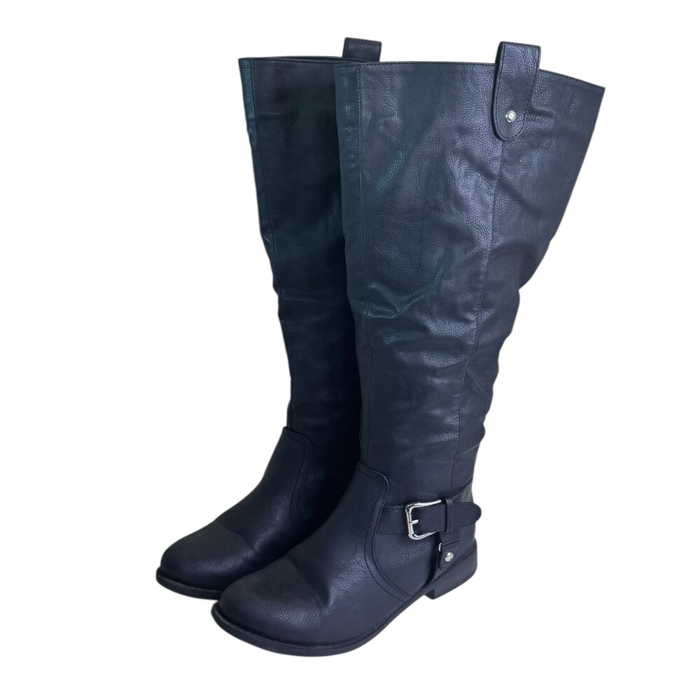 Avenue Lavina Women Wide Calf Knee-High Boots - Size 9.5W Black Faux Leather